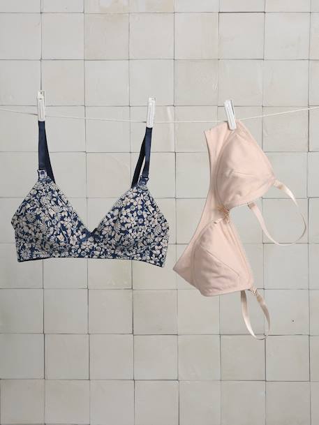 Lot 2 soutiens-gorge d'allaitement sans armatures en coton bio* marine 1 - vertbaudet enfant 