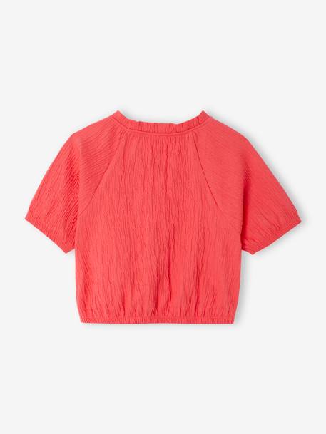 Tee-shirt blouse forme crop fille corail+écru+vert sauge 2 - vertbaudet enfant 