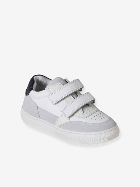 Baskets enfant garçon cuir à scratchs lot blanc 1 - vertbaudet enfant 