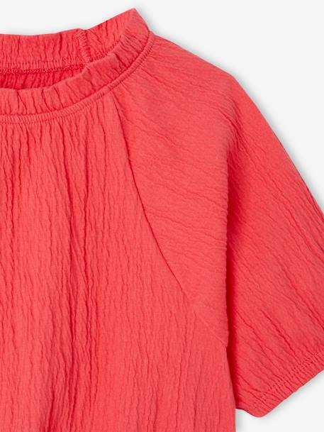 Tee-shirt blouse forme crop fille corail+écru+vert sauge 3 - vertbaudet enfant 