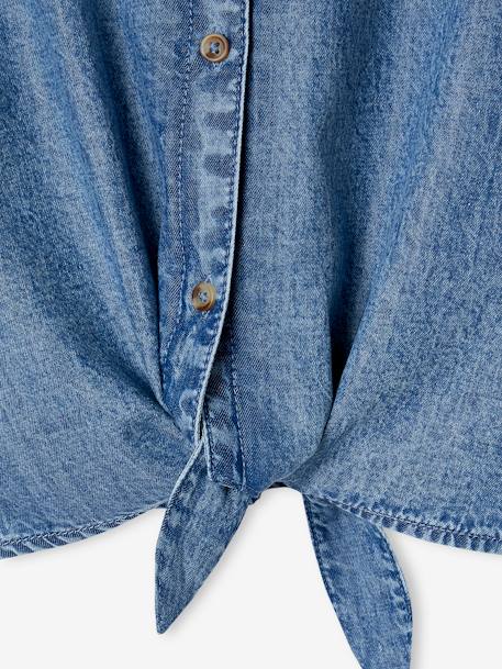 Blouse en denim avec nouette fille bleu moyen 4 - vertbaudet enfant 