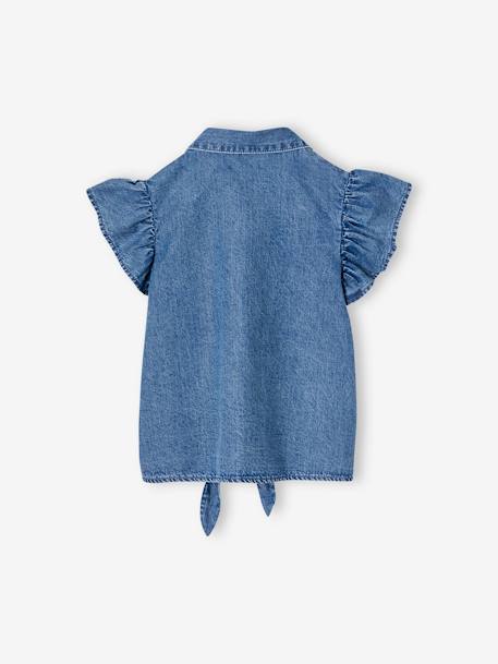 Blouse en denim avec nouette fille bleu moyen 2 - vertbaudet enfant 