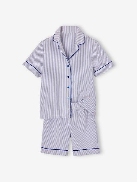 Pyjashort en popeline garçon bleu électrique 1 - vertbaudet enfant 