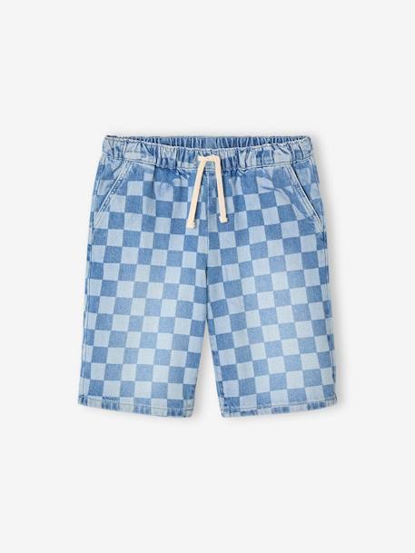 Bermuda motif damier forme loose denim bleached 3 - vertbaudet enfant 