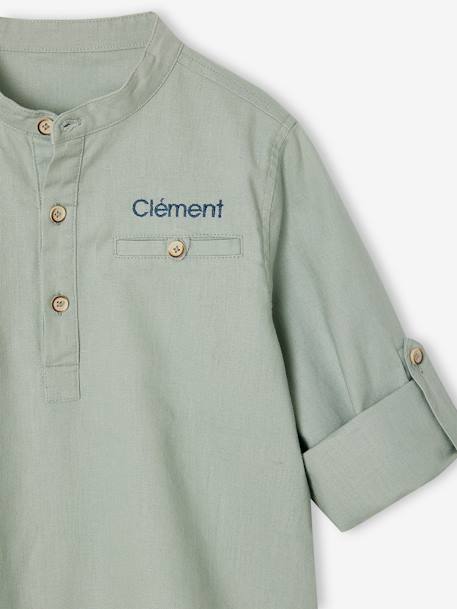 Chemise col Mao personnalisable blanc+bleu ardoise+bleu ciel+vert sauge 30 - vertbaudet enfant 