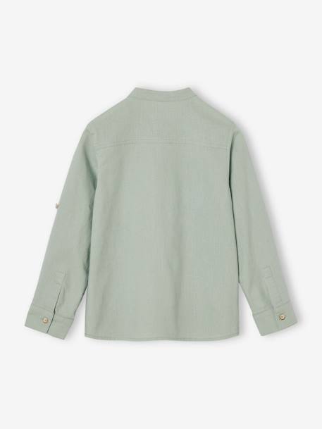 Chemise col Mao personnalisable blanc+bleu ardoise+bleu ciel+vert sauge 28 - vertbaudet enfant 