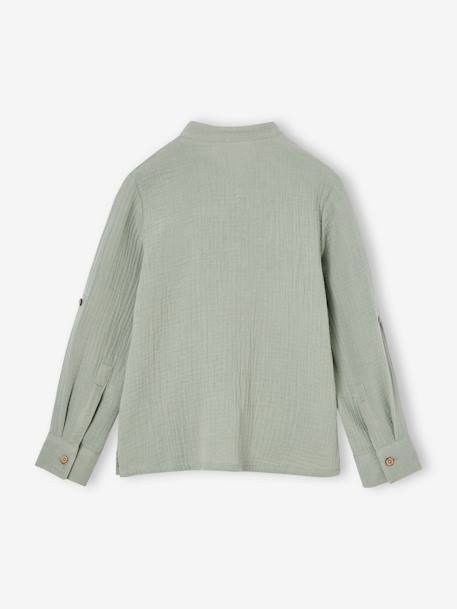 Chemise en gaze de coton personnalisable garçon manches retroussables Bleu moyen+bleu pétrole+écru+vert+vert d'eau 34 - vertbaudet enfant 