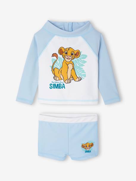 Ensemble de bain bébé Simba T-shirt anti-UV + boxer Disney Roi Lion bleu ciel 1 - vertbaudet enfant 
