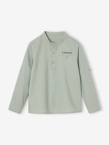 Chemise col Mao personnalisable blanc+bleu ardoise+bleu ciel+vert sauge 32 - vertbaudet enfant 
