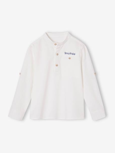 Chemise col Mao personnalisable blanc+bleu ardoise+bleu ciel+vert sauge 11 - vertbaudet enfant 