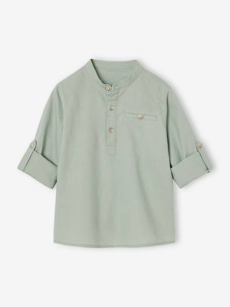 Chemise col Mao personnalisable blanc+bleu ardoise+bleu ciel+vert sauge 27 - vertbaudet enfant 