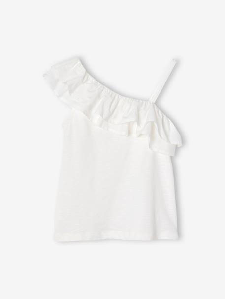 T-shirt à volant asymétrique fille corail+écru+vert sauge 7 - vertbaudet enfant 