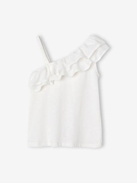 T-shirt à volant asymétrique fille corail+écru+vert sauge 6 - vertbaudet enfant 