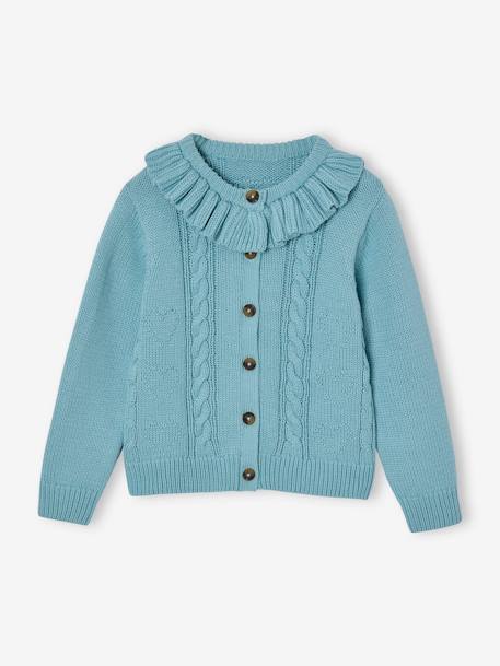 Gilet à collerette fille bleu ciel 1 - vertbaudet enfant 