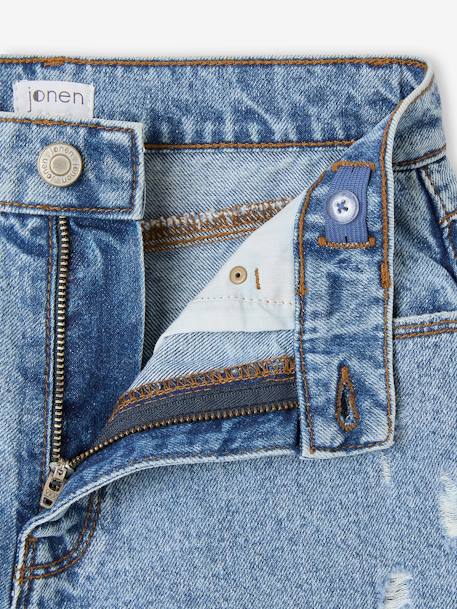 Short en jean effet usé fille bleu moyen 3 - vertbaudet enfant 