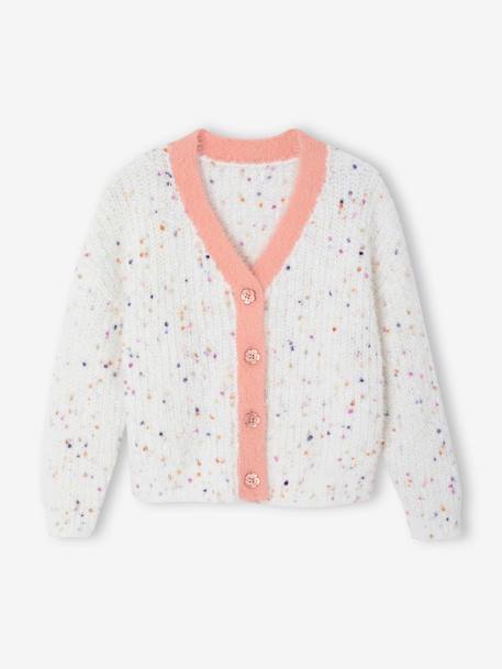 Gilet col V maille fantaisie fille multicolore 1 - vertbaudet enfant 