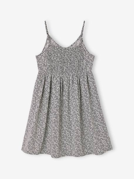Robe courte à bretelles motifs fleurs gris imprimé 3 - vertbaudet enfant 