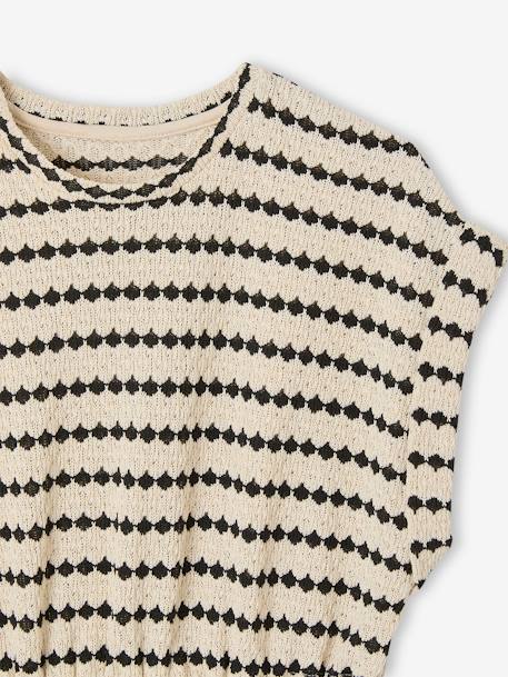 Robe maille fantaisie fille ajourée côtés rayé noir 4 - vertbaudet enfant 