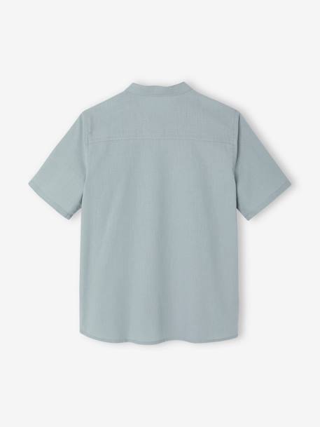 Chemise en lin col Mao garçon blanc+vert sauge 11 - vertbaudet enfant 