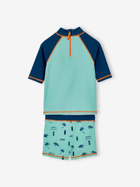 Ensemble de bain garçon T-shirt anti-UV + short bleu turquoise/pétrole 5 - vertbaudet enfant 