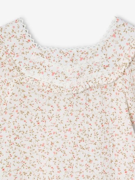 Blouse de cérémonie fleurie en gaze de coton fille rose imprimé 3 - vertbaudet enfant 