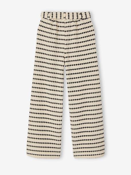 Pantalon large en maille fantaisie fille noir+rayé noir 10 - vertbaudet enfant 