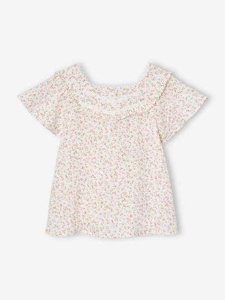 Blouse de cérémonie fleurie en gaze de coton fille rose imprimé 1 - vertbaudet enfant 