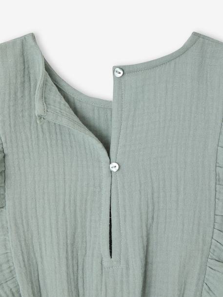 Combishort fille gaze de coton à volants écru+vert sauge 8 - vertbaudet enfant 