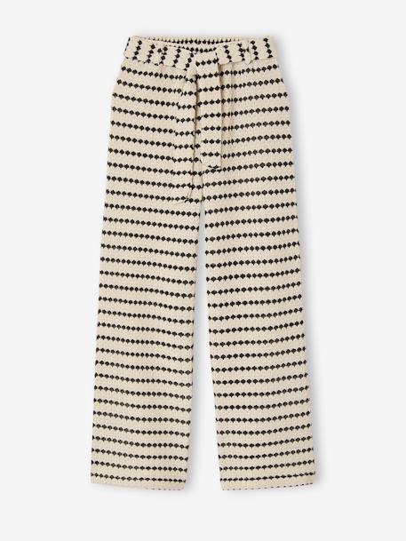 Pantalon large en maille fantaisie fille noir+rayé noir 9 - vertbaudet enfant 