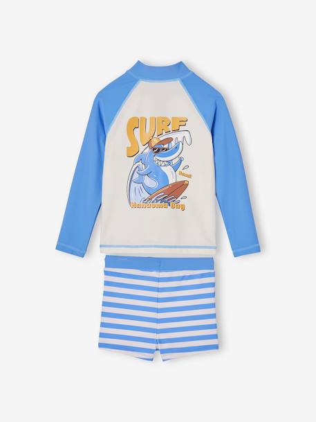 Ensemble de bain garçon T-shirt anti-UV + shorty Ecru/bleu 5 - vertbaudet enfant 