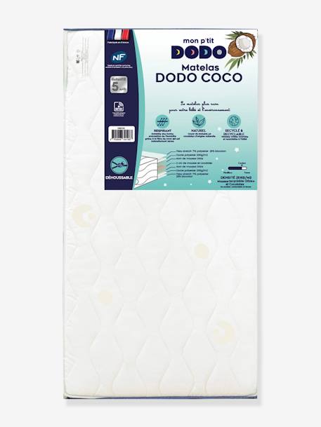 Matelas bébé Dodococo déhoussable blanc 1 - vertbaudet enfant 