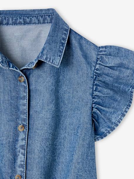 Blouse en denim avec nouette fille bleu moyen 3 - vertbaudet enfant 