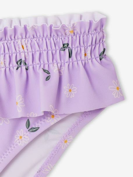 Maillot de bain fille 2 pièces haut smocké et volanté bas volanté lilas imprimé 4 - vertbaudet enfant 