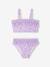 Maillot de bain fille 2 pièces haut smocké et volanté bas volanté lilas imprimé 1 - vertbaudet enfant 
