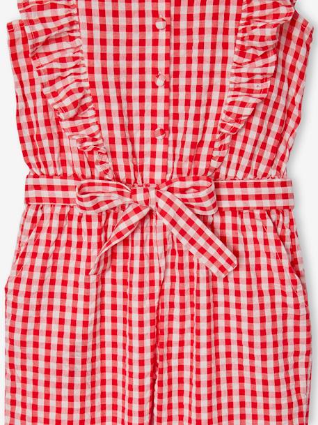 Combinaison à volants motifs carreaux fille carreaux rouge 3 - vertbaudet enfant 