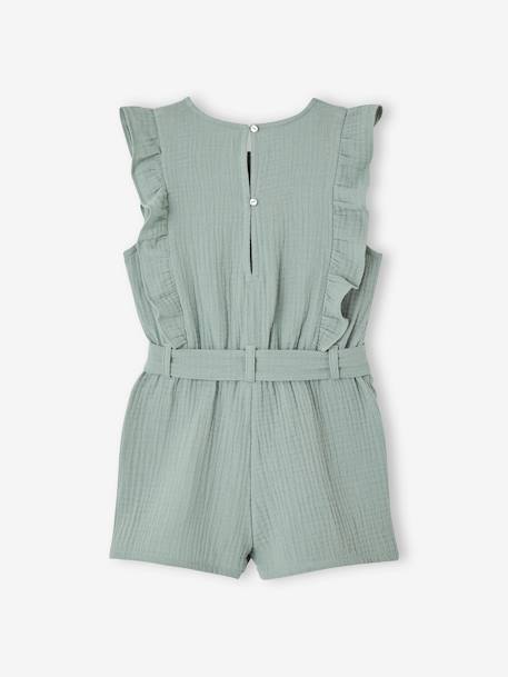 Combishort fille gaze de coton à volants écru+vert sauge 6 - vertbaudet enfant 