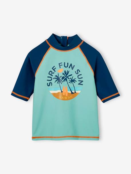 Ensemble de bain garçon T-shirt anti-UV + short bleu turquoise/pétrole 3 - vertbaudet enfant 
