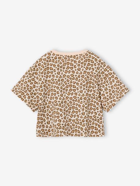 T-shirt fille cropped manches courtes beige+écru+rayé violet+rose poudré 3 - vertbaudet enfant 