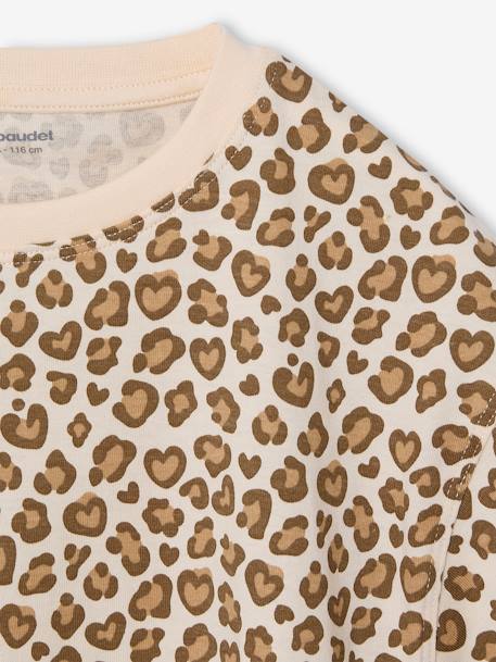 T-shirt fille cropped manches courtes beige+écru+rayé violet+rose poudré 4 - vertbaudet enfant 