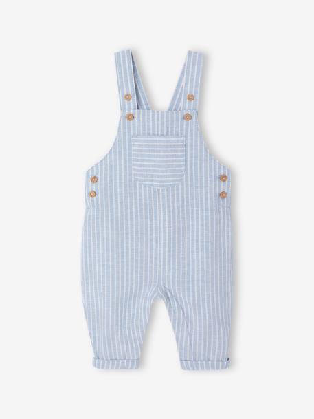 Ensemble bébé naissance cérémonie chemise salopette en lin et coton argile+bleu 13 - vertbaudet enfant 