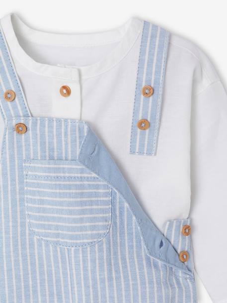 Ensemble bébé naissance cérémonie chemise salopette en lin et coton argile+bleu 15 - vertbaudet enfant 
