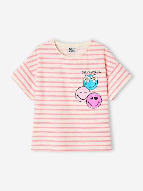 T-Shirt rayé SMILEYWORLD rayé rose 1 - vertbaudet enfant 