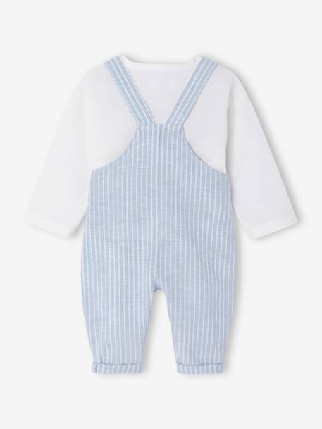 Ensemble bébé naissance cérémonie chemise salopette en lin et coton argile+bleu 14 - vertbaudet enfant 
