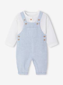 -Ensemble bébé naissance cérémonie chemise salopette en lin et coton
