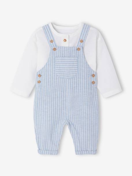 Bébé-Ensemble-Ensemble bébé naissance cérémonie chemise salopette en lin et coton