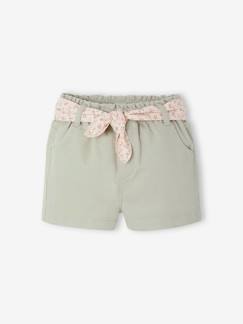 -Short bébé fille paperbag avec ceinture imprimée