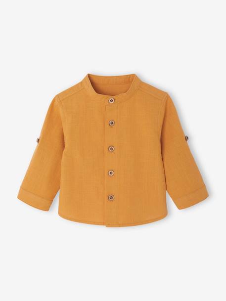 Chemise manches retroussables bébé bleu grisé+ocre 5 - vertbaudet enfant 