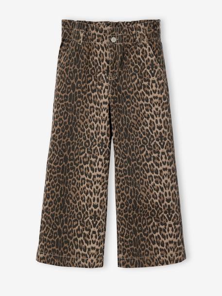 Pantalon fille large imprimé Fleurs multicolore+Léopard beige+vanille+Zébré chocolat 6 - vertbaudet enfant 