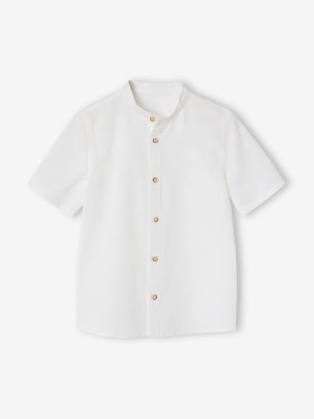 Chemise en lin col Mao garçon blanc+vert sauge 3 - vertbaudet enfant 