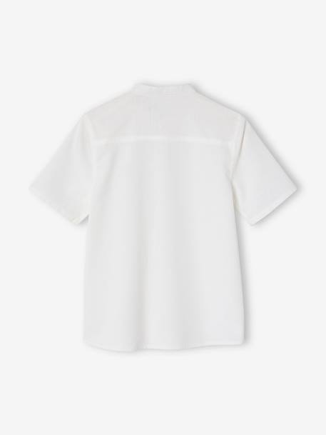 Chemise en lin col Mao garçon blanc+vert sauge 4 - vertbaudet enfant 